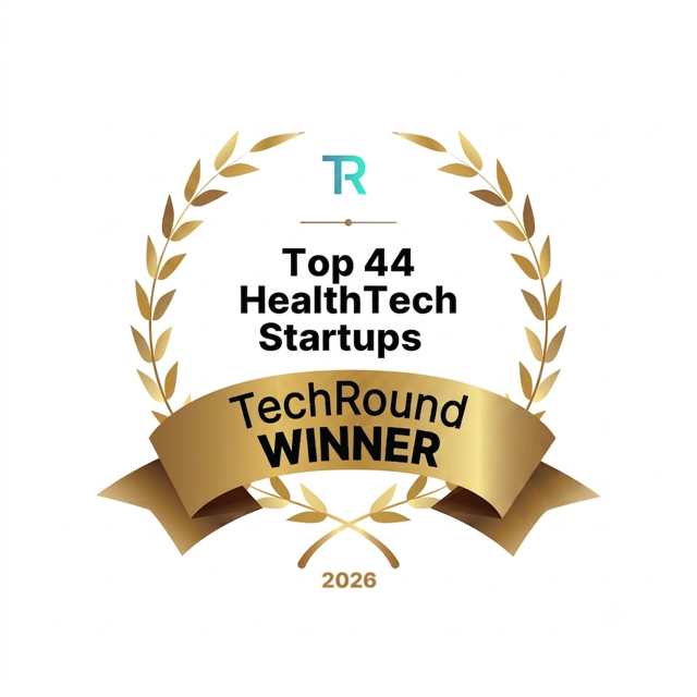 TechRound Top 44 HealthTech Startups 2026 Winner badge